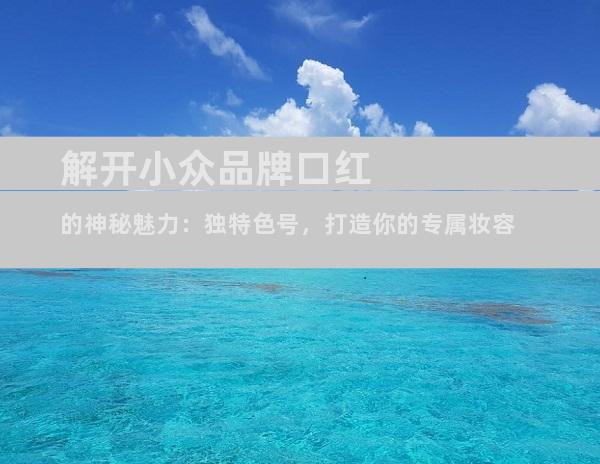 解开小众品牌口红的神秘魅力：独特色号，打造你的专属妆容
